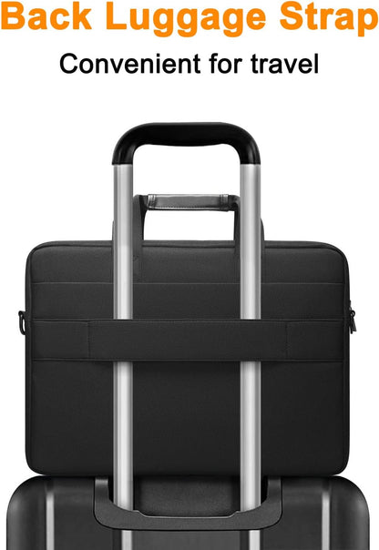 MOSISO 360 Protective Laptop Shoulder Bag Compatible with MacBook Pro 16 2023-2019 M2 A2780 M1 A2485 Pro/Max A2141,15-15.6 inch Notebook,Polyester Sleeve with 3 Front Pockets&Fix Handle&Belt,Black - PuriLite