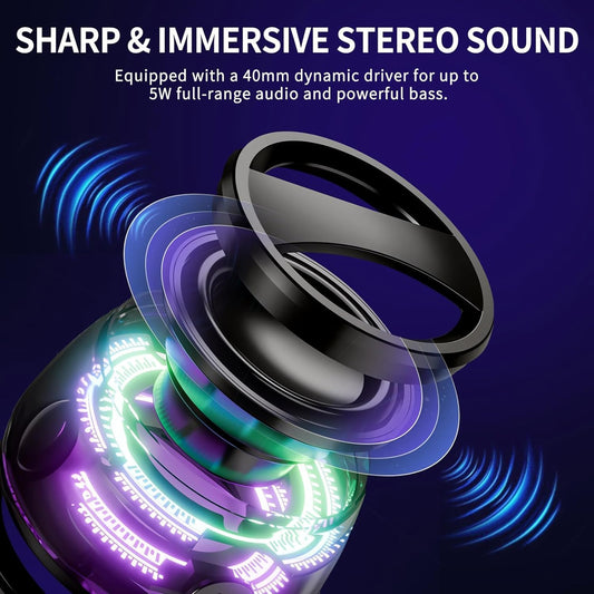 2 Pack G200 Magnetic Bluetooth Speakers with RGB Lights, Wireless Portable Dual Speakers for Stereo Sound, Bluetooth 5.3, Magnetic Mount & Phone Stand, Waterproof, for Outdoor Camping, Home, Gifts - PuriLite