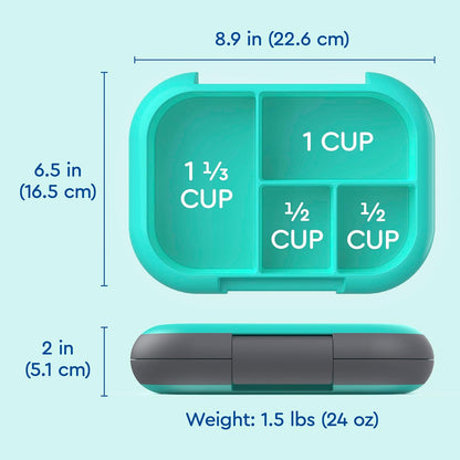 Bentgo Chill Kids Leak-Proof Lunch Box - 4-Compartment Bento Box with Built-In Ice Pack, 3.3 Cup Capacity, PFAS & BPA-Free, Microwave & Dishwasher Safe, Ideal Size for Ages 3 to 7 (Aqua)