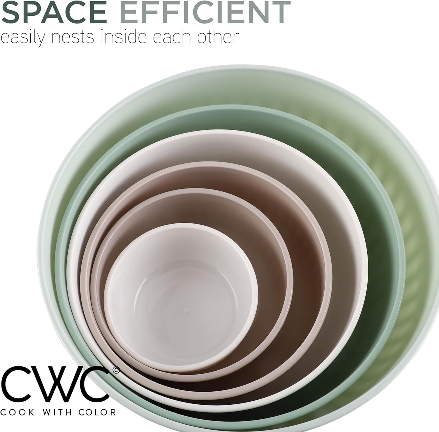 COOK WITH COLOR Prep Bowls with Lids- 8 Piece Nesting Plastic Small Mixing Bowl Set with Lids (Teal Ombre)