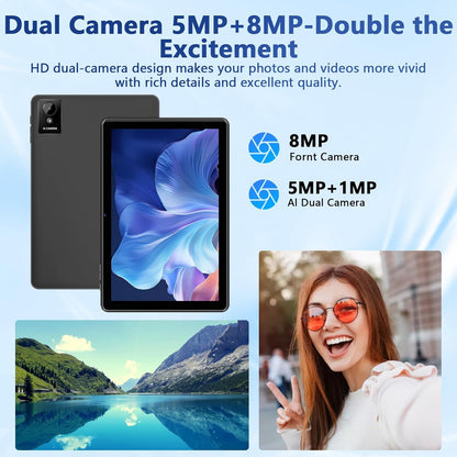 Tablet 10 Inch, 2025 Android 15 Newest Tablets, 18GB+128GB, 1TB Expand, Widevine L1 Compatible Octa-Core Tablet with WiFi 6, 6000mAh Battery, Dual Camera(5MP+8MP)