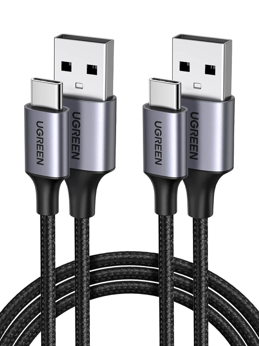 UGREEN USB A to USB C Cable 2 Pack, Nylon Braided Type C Cord Fast Charging Compatible with iPhone 16 Pro 15, Galaxy S24 S23, Pixel, Moto, LG, Android Auto, 6 Feet