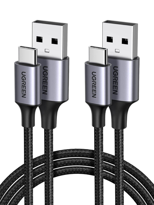 UGREEN USB A to USB C Cable 2 Pack, Nylon Braided Type C Cord Fast Charging Compatible with iPhone 16 Pro 15, Galaxy S24 S23, Pixel, Moto, LG, Android Auto, 3 Feet
