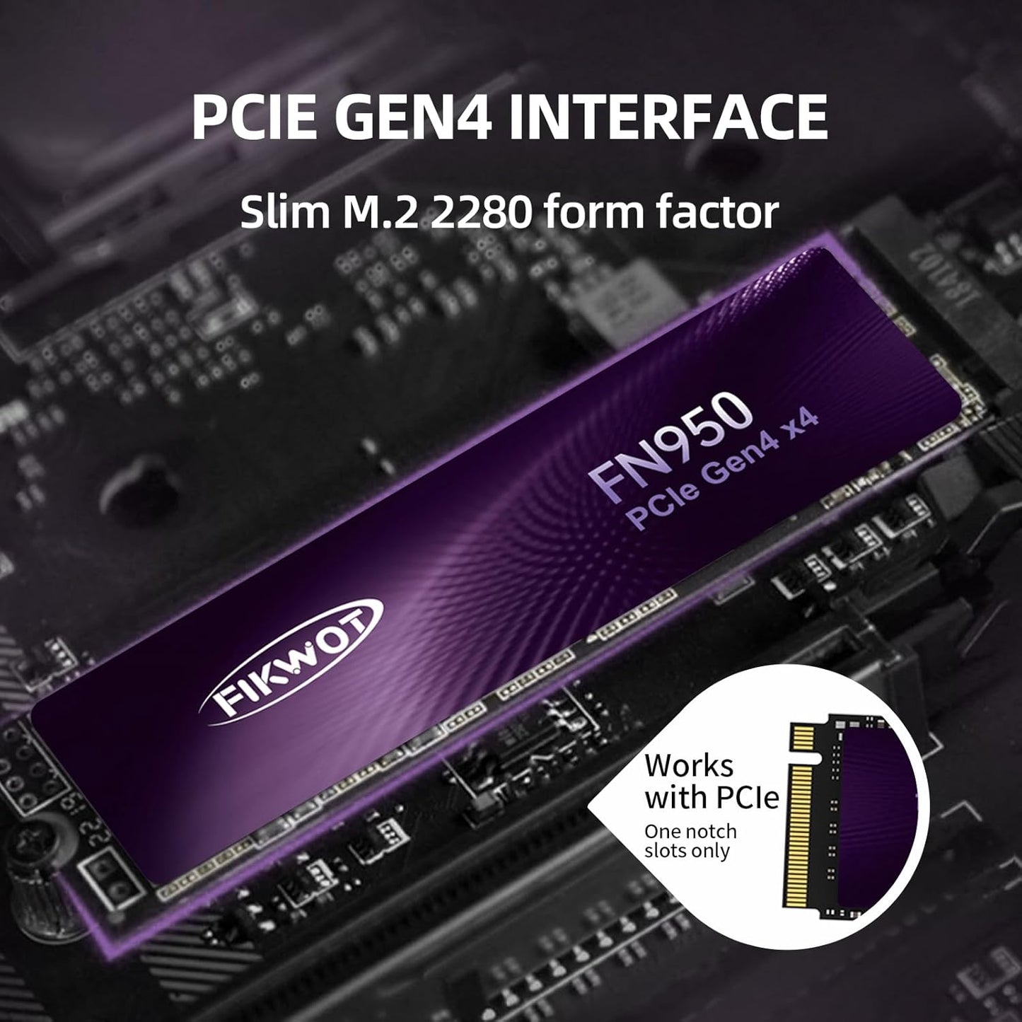 Fikwot FN970 2TB M.2 2280 PCIe Gen4 x4 NVMe 1.4 Internal Solid State Drive with Heatsink - Speeds up to 7,400MB/s, Configure DRAM Cache, Compatible PS5 Internal SSD