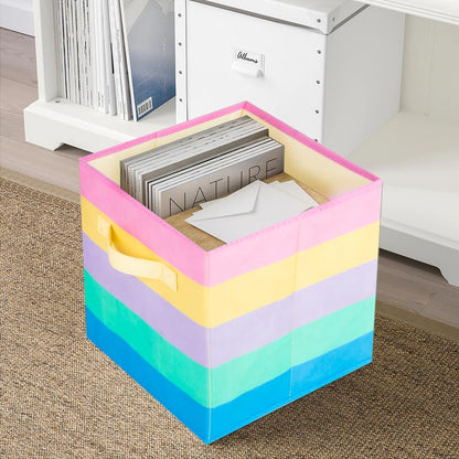 ShellKingdom Storage Bins, Foldable Fabric Storage Cubes And Cloth Organizer Drawer For Closet And Toys, 6 Pack (Lavender+Light Blue+Pink)
