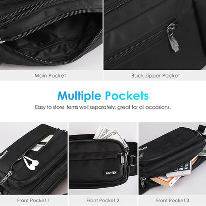 AGPTEK Men's Women's Outdoor Sports Running Waist Bag with Multiple Pockets and Adjustable Belt for Travel, Hiking, Climbing, Jogging, Hiking