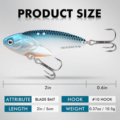 TRUSCEND Fishing Spinners with Unique Double Spoons, Nano-Plated Rooster Tail Fishing Lures with Copper Body & Blade, Great Action Blade Bait for Bass Trout Walleye, Freshwater Ice Fishing Jigs
