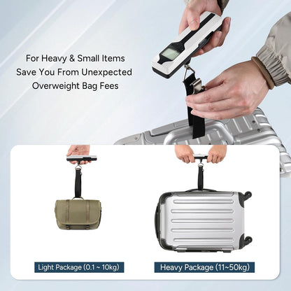 travel inspira Luggage Scale Battery-Free, Travel Essentials, Portable Handheld Digital Suitcase Weight Scale for for Travel Accessories, 110lbs/50kg (Gray)