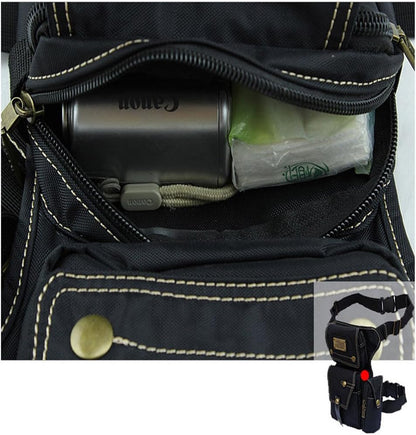 Motorcycle Drop Leg Bag Nylon Waist Pack for Men Women Travel Hiking Tactical Cycling Bike Ride Riding Crossbody Shoulder Fanny Pouch