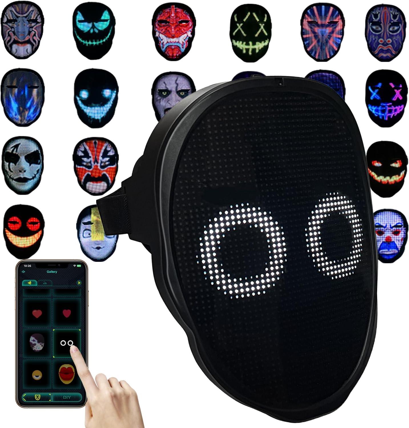 Depointer Life Led Mask with Bluetooth-compatible App Controlled, Customizable Shining Mask