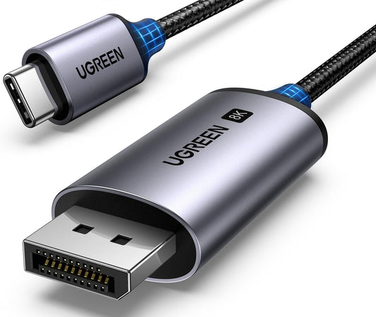 UGREEN USB C to DisplayPort 1.4 Cable 6FT 8K@60Hz 4K@240Hz Thunderbolt 4/3 to DisplayPort Cord USB C to DP 1.4 32.4 Gbps Alu Braided Compatible with MacBook Pro/Air, iPad, Mac mini, Galaxy, XPS 15