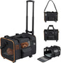 Giantex Rolling Pet Carrier with Wheels, Foldable Cat Carrier with Telescopic Handle, Breathable Mesh Dog Crate with Safety Leash & Washable Pad, Portable Pet Travel Bag for Small Pets up to 33 lbs