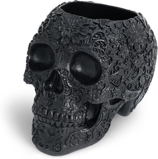 Black Skull Organizer | Makeup Brush Holder | Candy Bowl | Pen Holder | Gothic Skull Décor