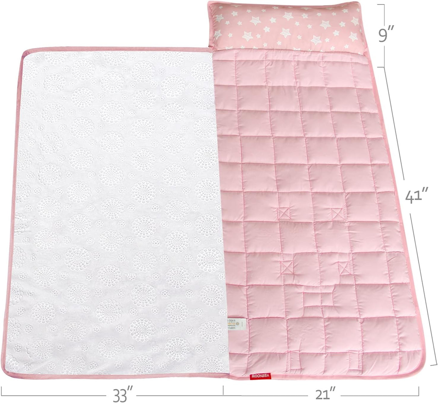 Toddler Nap Mat with Pillow and Fleece Minky Blanket, Kids Sleeping Bag Lightweight and Soft Perfect for Kids Preschool, Daycare, Travel Sleeping Bag Boys and Girls, Fit Standard Cot