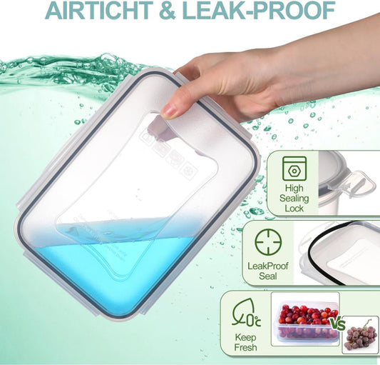 Pure Future 50-Piece Large Airtight Food Storage Containers with Lids, BPA-Free Stackable & Microwave Safe Kitchen Set for Meal Prep, Freezer Use - 25 Containers & Lids, Leakproof Design