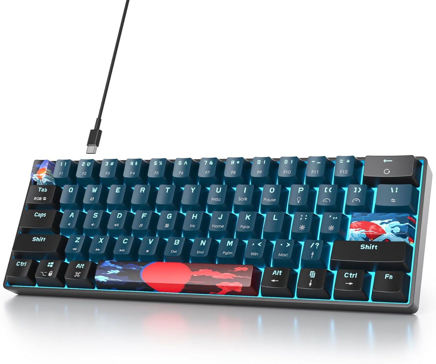 Fogruaden Full Size Mechanical Keyboard, Green Matcha Keyboard, Wired USB 104 Keys RGB Backlit Gaming Keyboard with Number Pad, Red Switches, NKRO Mechanical Keyboard for Windows Laptop PC Gamer