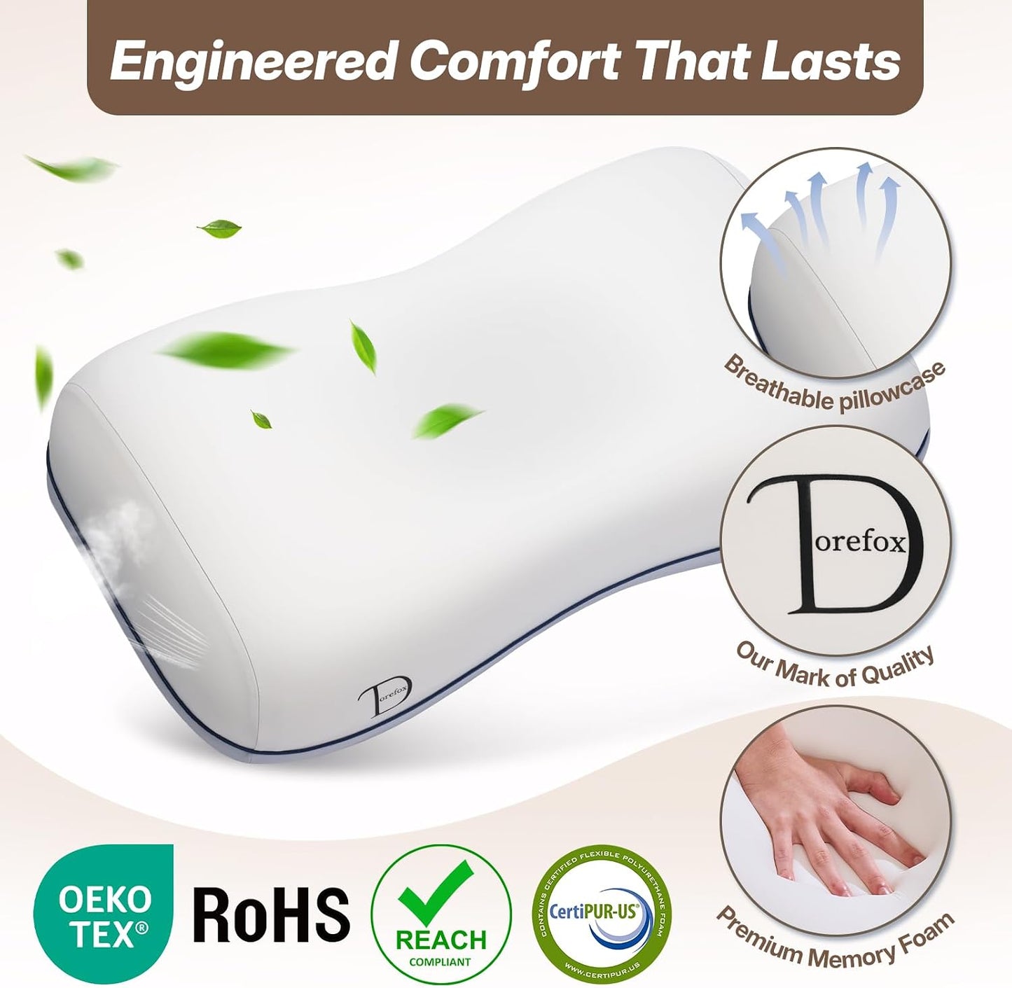 Cervical Neck Pillow for Neck & Shoulder Support, Adjustable Memory Foam Pillow with Customizable Height and Firmness, Ergonomic Pillow for Side, Back, Stomach and Combination Sleepers, White