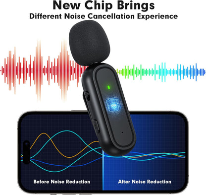 3 in 1 Wireless Lavalier Microphone for iPhone iPad Android Camera USB-C, Mini Microphone with Noise Reduction, Plug-Play Wireless Microphone for YouTube, Video Recording, Interviews, TikTok, Vlog