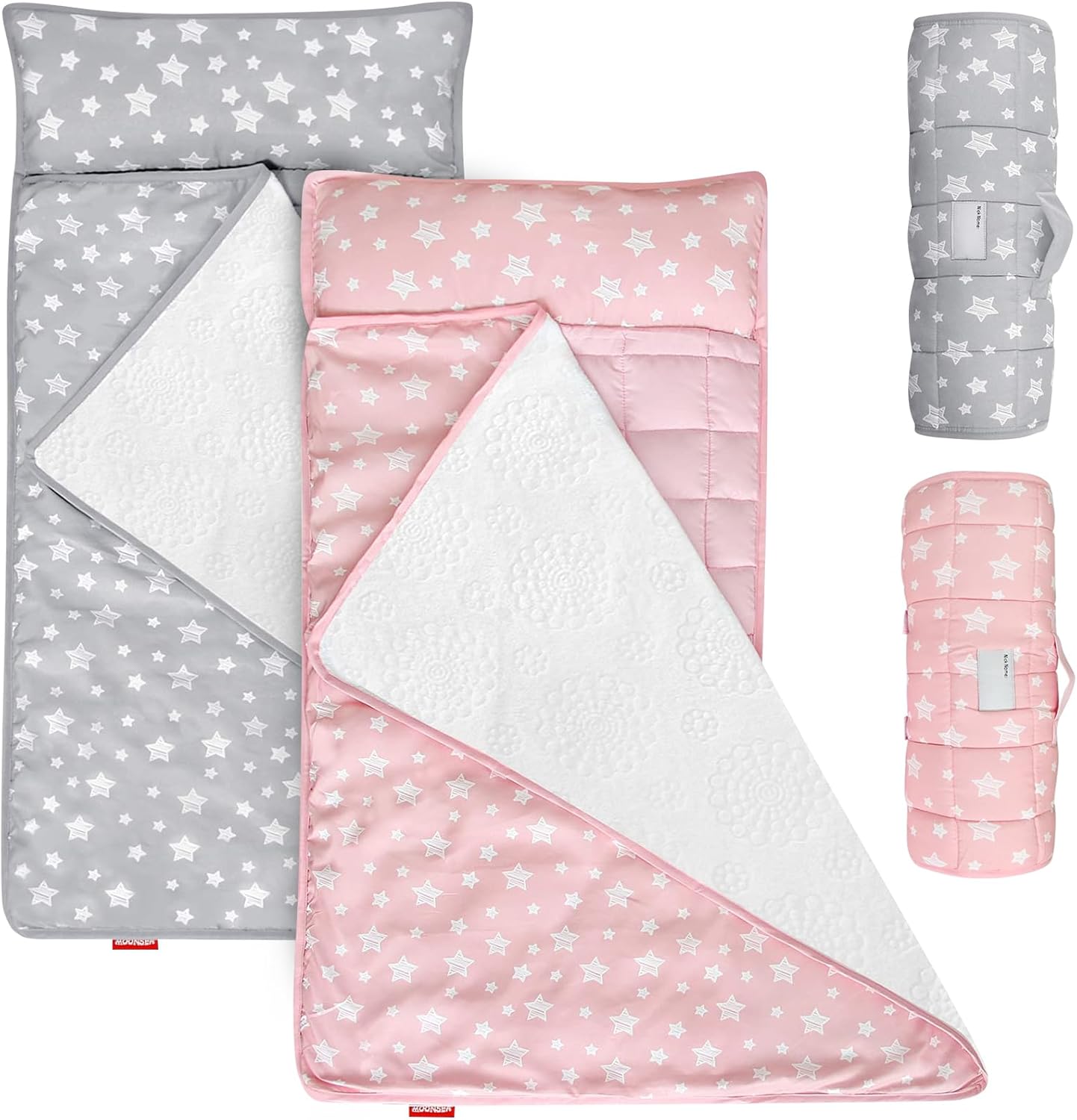 Toddler Nap Mat with Pillow and Fleece Minky Blanket, Kids Sleeping Bag Lightweight and Soft Perfect for Kids Preschool, Daycare, Travel Sleeping Bag Boys and Girls, Fit Standard Cot