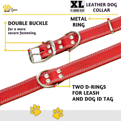 ADITYNA Heavy-Duty Leather Dog Collar for Medium Dogs - Soft and Strong, 100% Genuine Leather - Collier Pour Chien (Medium: Fit 13" - 20" Neck, Brown)