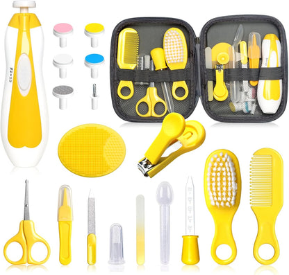 Baby Grooming Kit - 19 in 1 Nursery Essentials Baby Registry Shower Gift for Newborns, Infants, Toddlers, Boys, Girls Kids-Safety Baby Comb, Brush, Finger Toothbrush, Nail Clippers, Scissors(Green)