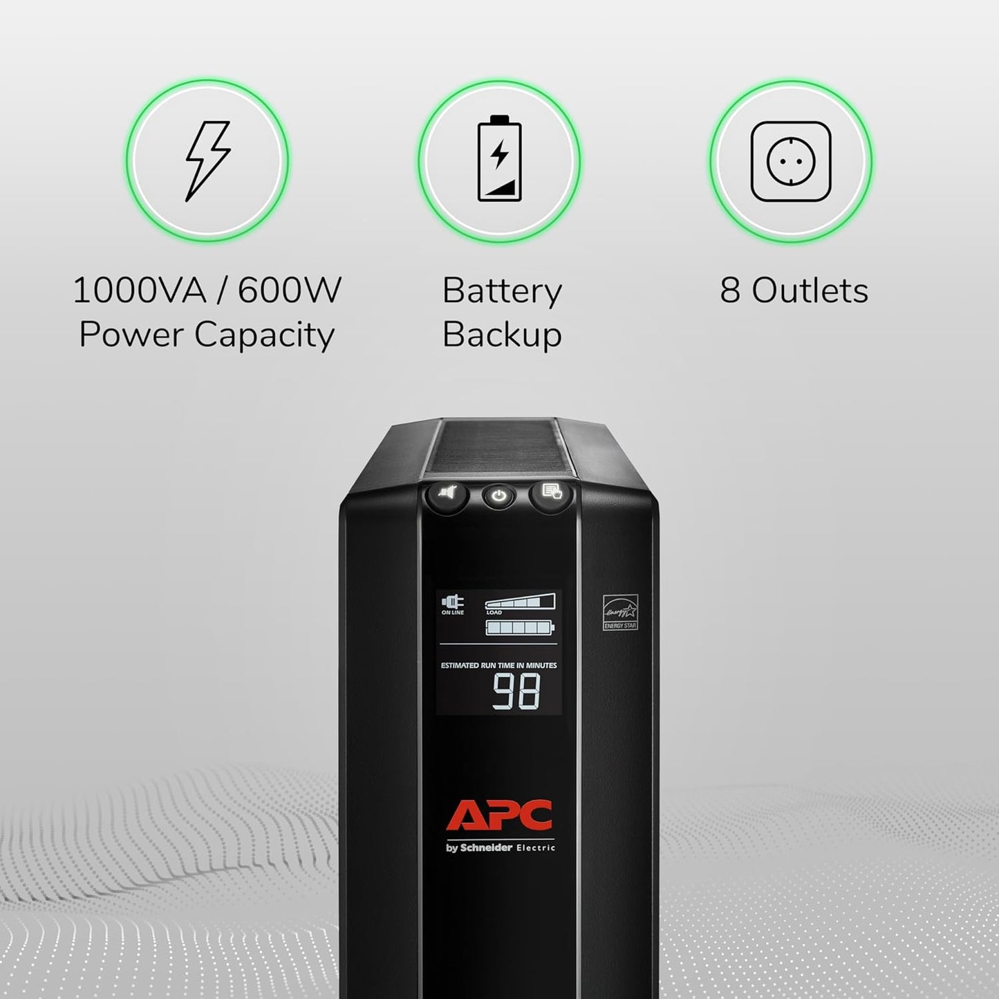 APC 1500VA UPS Battery Backup & Surge Protector, APC UPS Back-UPS Pro (BX1500M)