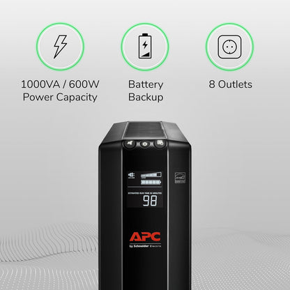 APC 1500VA UPS Battery Backup & Surge Protector, APC UPS Back-UPS Pro (BX1500M)