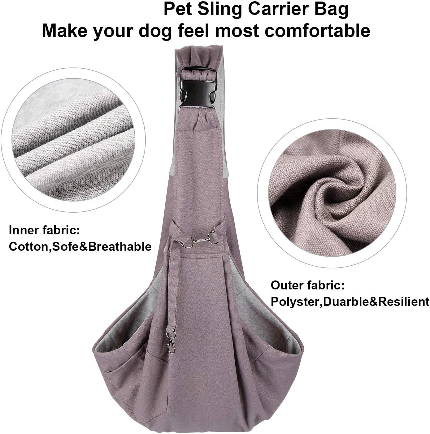 Ownpets Pet Sling Carrier Bag Safe, Fit Medium&Small Size Cats&Dogs, The Maximum Load 9~13lb Comfortable, Adjustable, Perfect for Daily Walk, Outdoor Activity and Weekend Adventure, Pink