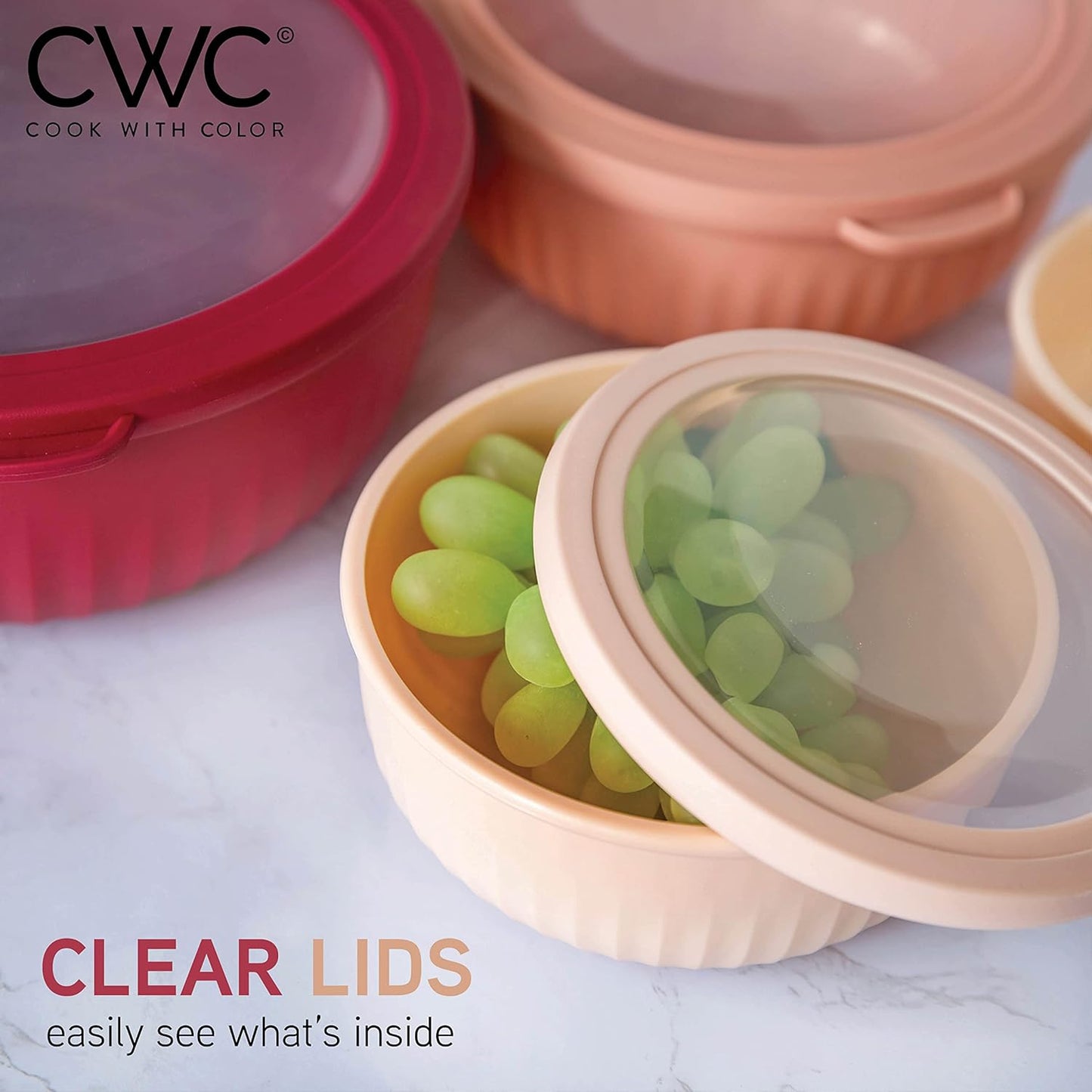 COOK WITH COLOR Prep Bowls with Lids- 8 Piece Nesting Plastic Small Mixing Bowl Set with Lids (Teal Ombre)