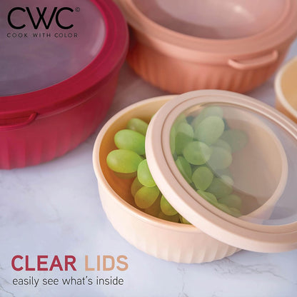 COOK WITH COLOR Prep Bowls with Lids- 8 Piece Nesting Plastic Small Mixing Bowl Set with Lids (Teal Ombre)