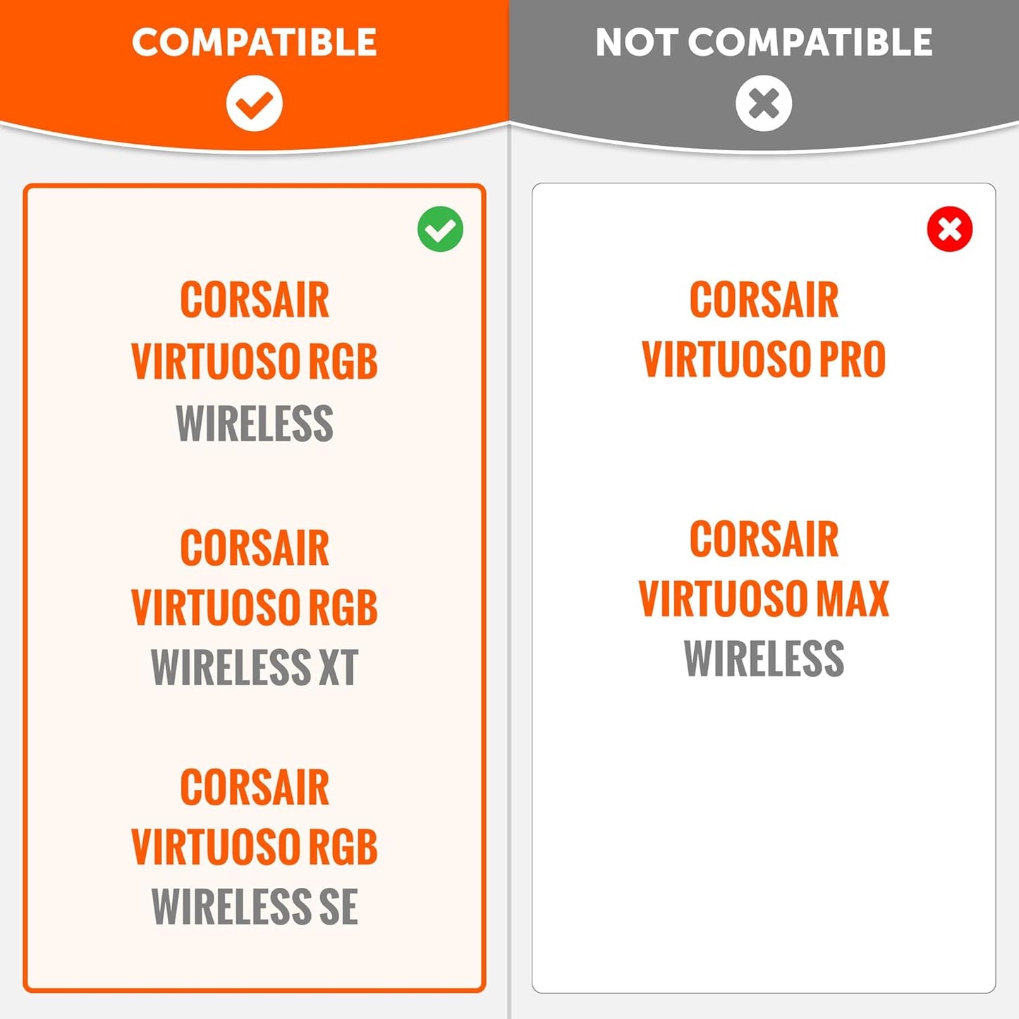 WC Upgraded Replacement Earpads for Corsair Virtuoso RGB Wireless Gaming Headset Made by Wicked Cushions | Improved Durability, Thickness, Softer Leather, and Sound Isolation | (Geo Grey)