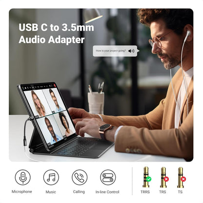 UGREEN USB C to 3.5mm Headphone Audio Adapter, HiFi DAC Stereo 24bit/96kHz USB C to Aux Jack, Dongle Earphone Compatible with iPhone 15 Pro, iPad, Galaxy S24 S23 Ultra, Pixel, 10cm