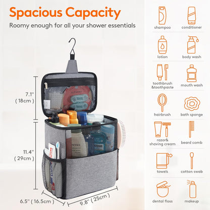 Lifewit Shower Bag Mesh Shower Caddy Portable College Dorm Room Essentials Tote Bag for Bathroom, Gym, Travel, Camping Quick Dry Hanging Shower Organizer Basket Toiletry Bag, Medium, Black
