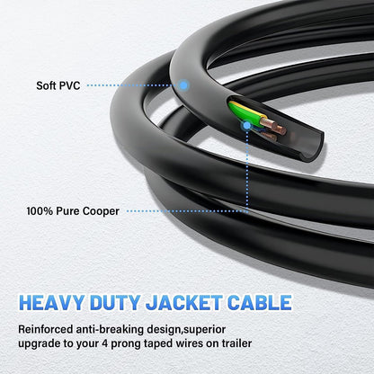 MECMO 3ft 4-Pin Flat Trailer Extension Coiled Cable 4 Pin Male and Female Wiring Harness Adapter, Trailer Wire Extension 4-Way Vehicle-Side and Trailer-Side 4 Prong Connector Extender Cord 3 Feet 36''