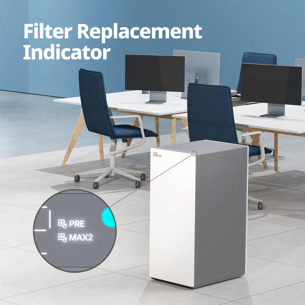 COWAY Air Purifiers for Whole Home Up to 4,253ft², 2 Sets of XL HEPA Filters and Washable Pre-Filters for Dual Purification, AQI, Turbo Mode, Timer, Wheels, 5yr Warranty, Airmega ProX White
