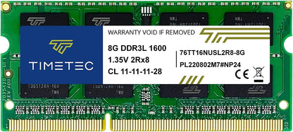 Timetec 16GB KIT(2x8GB) DDR3L / DDR3 1600MHz PC3L-12800 / PC3-12800 Non-ECC Unbuffered 1.35V / 1.5V CL11 2Rx8 Dual Rank 204 Pin SODIMM Laptop Notebook PC Computer Memory RAM Module Upgrade