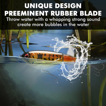 TRUSCEND PoPobait with BKK Hooks, Top Water Plopper Fishing Lures for Bass Walleye Pike Catfish Musky Perch, Floating Lure for Freshwater or Saltwater, Amazing Teasers Fishing Gifts for Family Fishing