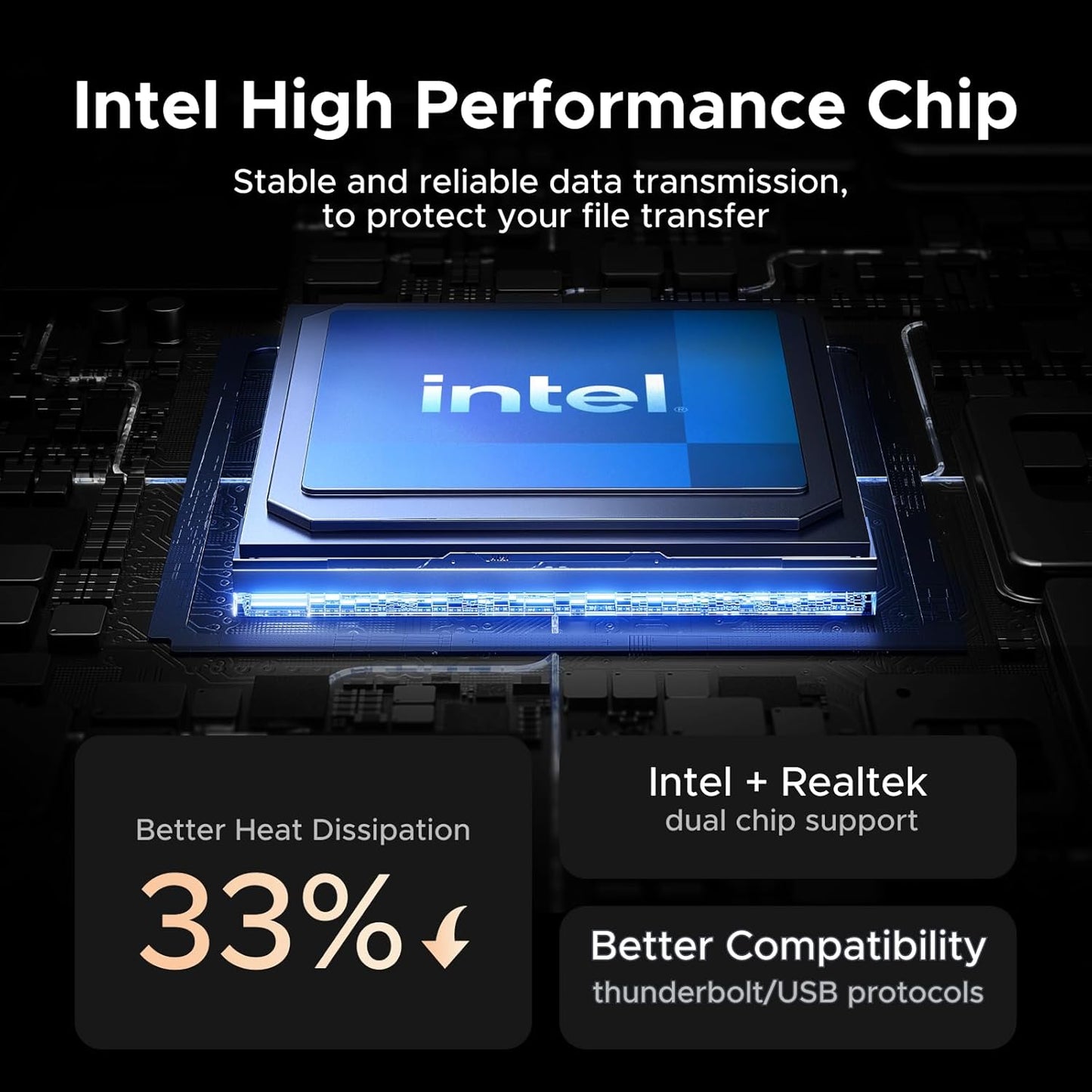 UGREEN 40Gbps M.2 NVMe SSD Enclosure with Fast Cooling Fan, NVMe Hard Drive Case Compatible with Thunderbolt 5 4 3, USB4 3.2 3.1 2.0, Support 8TB SSD 2280 B+M M-Key, 30cm USB C to C Cable Include