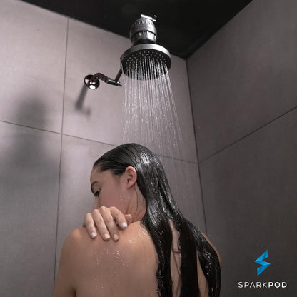 SparkPod Shower Head - High Pressure Rain - Premium Quality Luxury Design - 1-Min Install - Easy Clean Adjustable Replacement for Your Bathroom Shower Heads (Luxury Polished Chrome, 6 Inch Round)