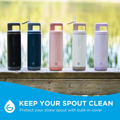 GROSCHE Alpine Flip 'N Sip 16oz Insulated Water Bottle - Stainless Steel, Leakproof Flask with Straw - Perfect for Gym, Travel, Sports & Outdoor Use, Canadian Brand! - 16 fl. oz, Scuba Blue