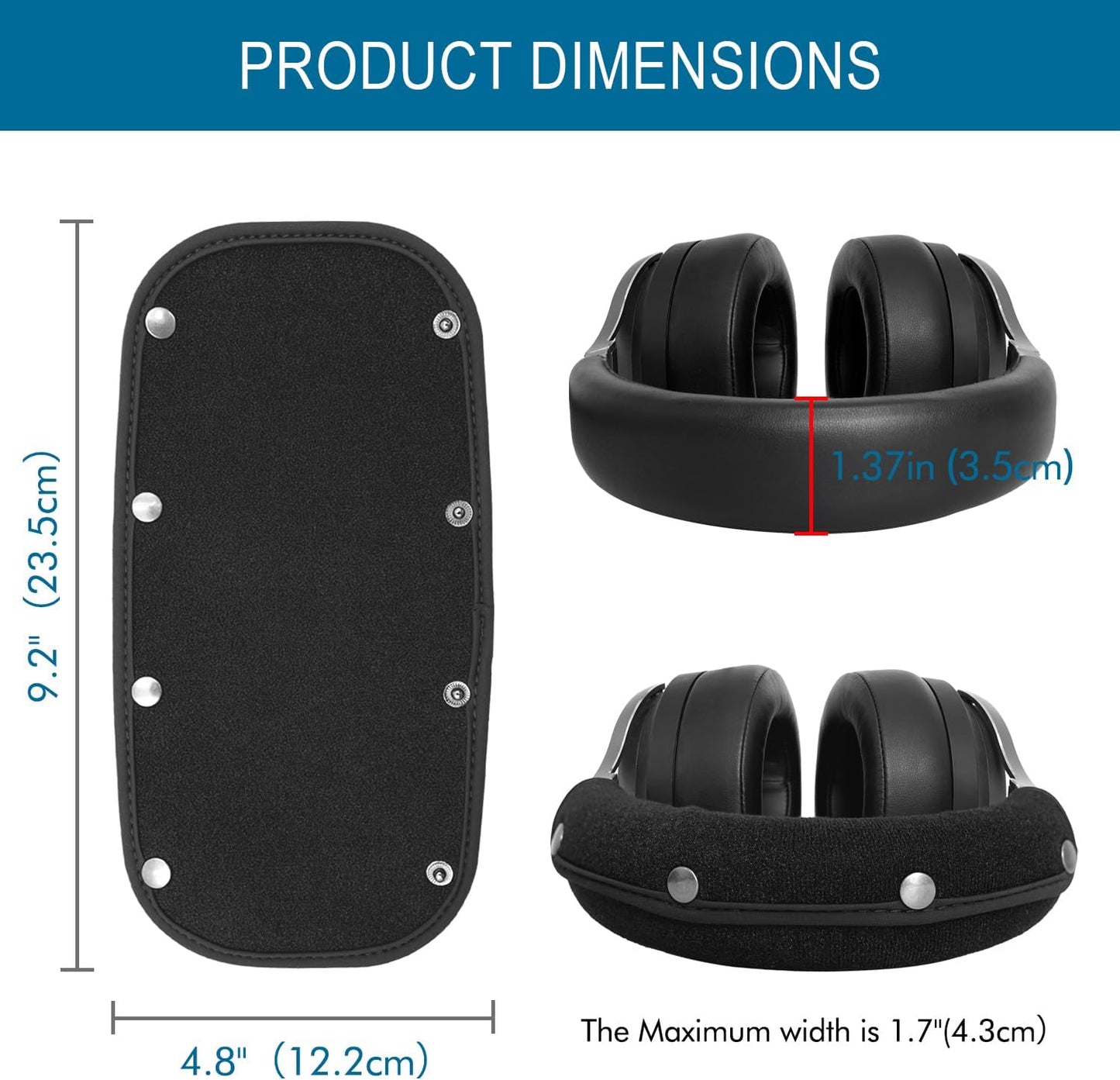 GEVO Replacement Headphone Headband Cover for Corsair Virtuoso, Audio Technica ATH M Series M50X, M50XBT, M50, M40X & More, Cushion Pad Protector Repair Part, Easy Installation No Tool Needed (Black)