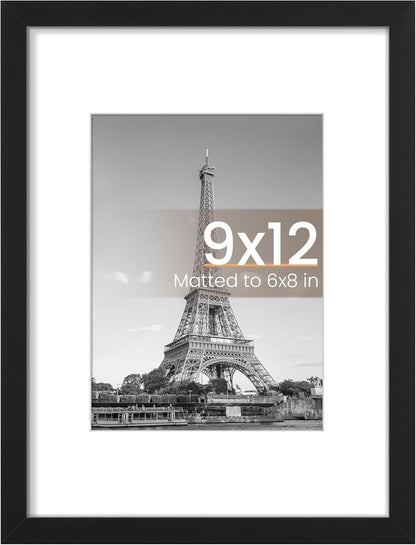 upsimples 11x14 Picture Frame, Display Pictures 8x10 with Mat or 11x14 Without Mat, Wall Hanging Photo Frames, Black
