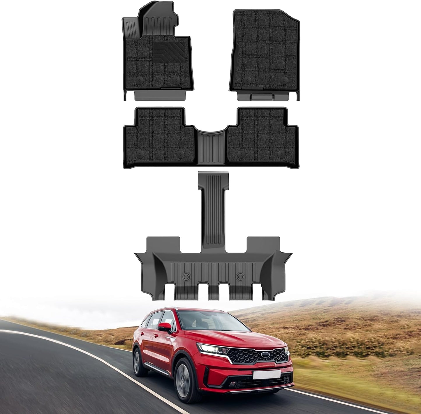AOMSAZTO Floor Mats & Trunk Mat for 2024 2025 Chevy Equinox EV (Non Fuel),TPE All Weather Protection 2 Rows Car Floor Liners with Cargo Liner for Chevrolet Equinox EV (Non Fuel)