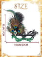 Campsis Peacock Feather Masquerade Mask Green Rhinestone Lace Mask for Women