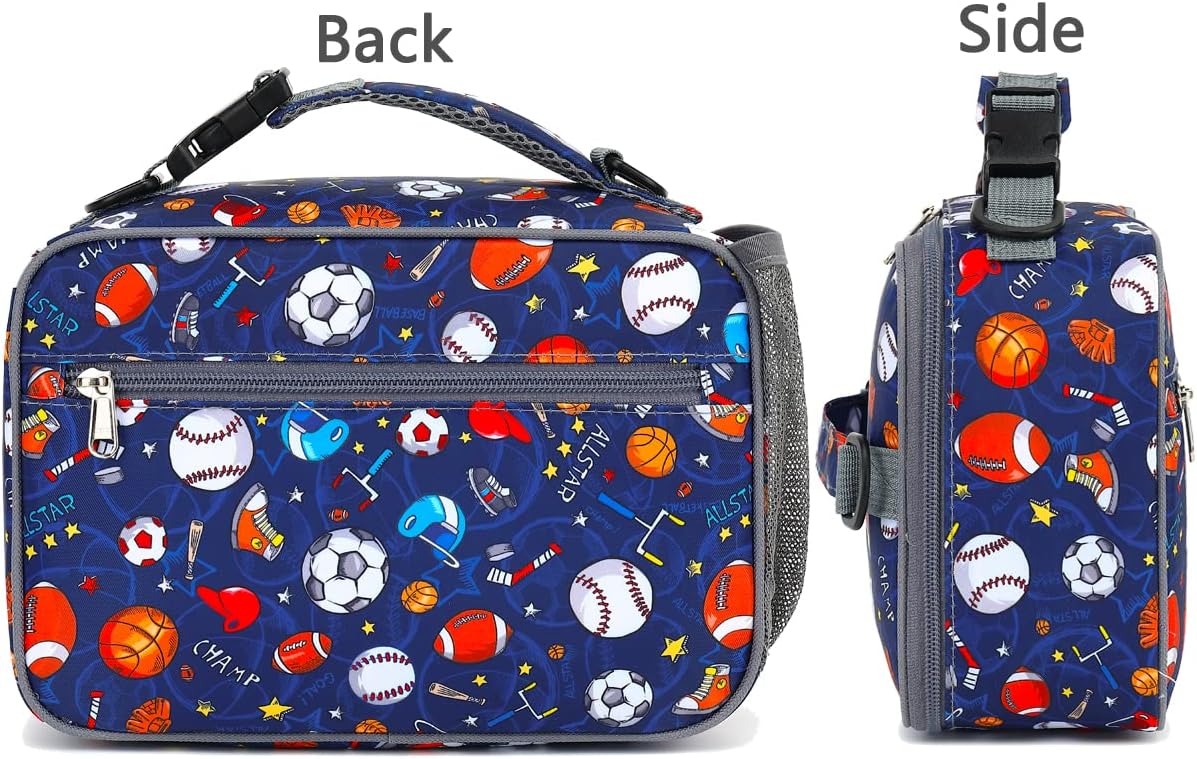 FlowFly Kids Lunch Box Insulated Soft Bag Mini Cooler Back to School Thermal Meal Tote Kit for Girls, Boys, Black