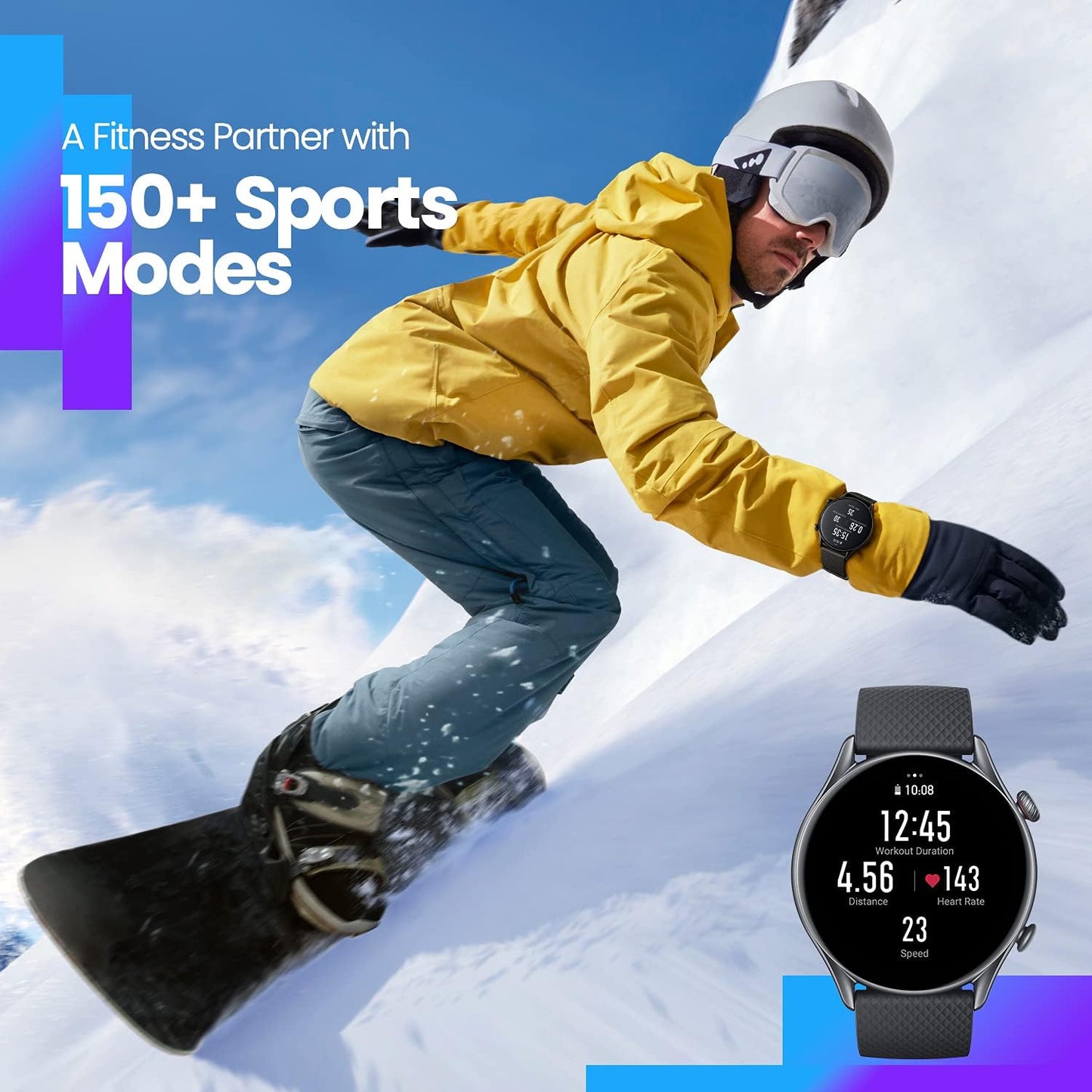 Amazfit GTR 3 Pro Smart Watch for Men 46mm, 14-Day Battery Life, GPS, Alexa Built-In, Bluetooth Calls, Fitness Tracker with 150+ Sports Modes, Sleep Heart Rate Tracking, for Android iPhone, Brown