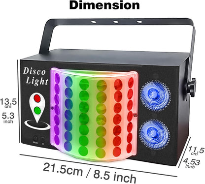 DJ Disco Light, Stage Party Lights, Rechargeable Laser Light Sound Activated RGB Led Flash Strobe Projector with Remote Control for Christmas Karaoke Pub KTV Bar Birthday Wedding