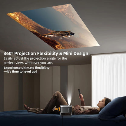 Projector【±360°Adjustable Stand&Auto 4P/4D Keystone&Electric Focus】 Mini Projector 4K Supported, 600ANSI Portable Projecteur with WiFi6&Bluetooth 5.2, Jimveo 300”Outdoor Movie Projector for PC/Phone