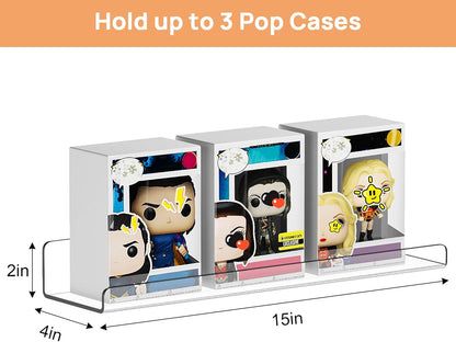 upsimples Clear Acrylic Shelves for Storage, 15" Floating Shelves Wall Mounted for Kids Bookshelf/Display Ledge for Bedroom, Living Room, Bathroom, Kitchen, Set of 4
