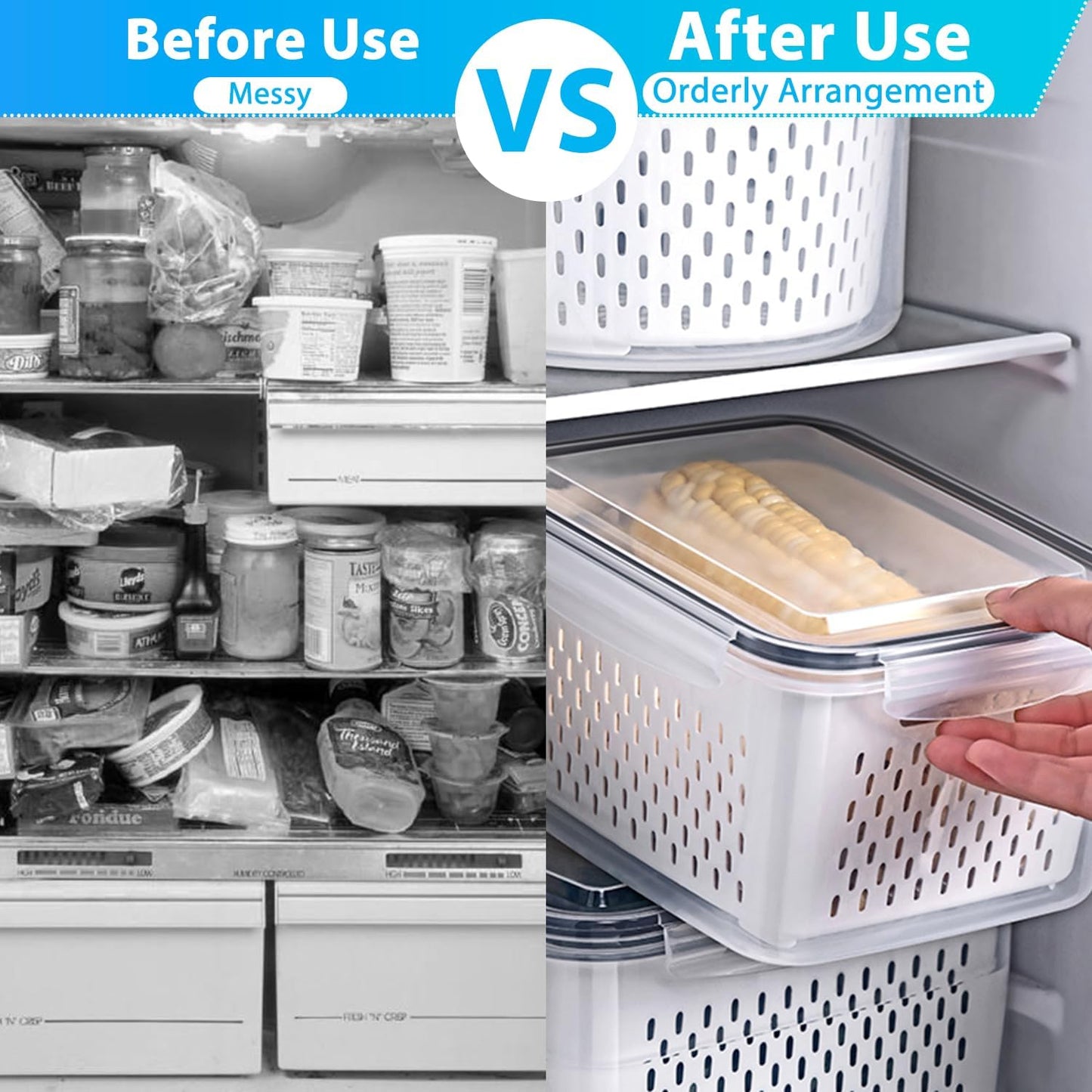 Pure Future 50-Piece Large Airtight Food Storage Containers with Lids, BPA-Free Stackable & Microwave Safe Kitchen Set for Meal Prep, Freezer Use - 25 Containers & Lids, Leakproof Design